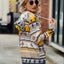 Geometric Zip Up Long Sleeve Hooded Jacket
