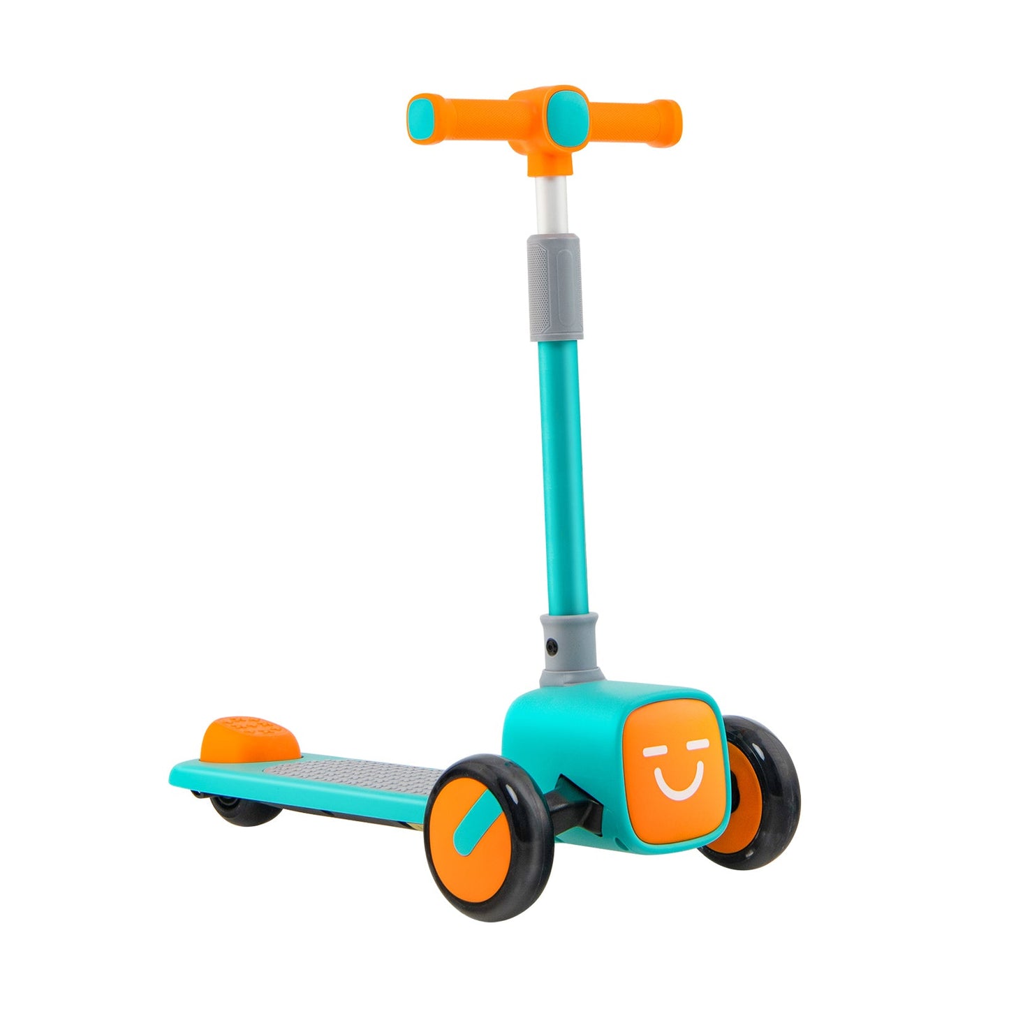 Folding Adjustable Kids Scooter with LED Wheels & Emoji Covers - Green