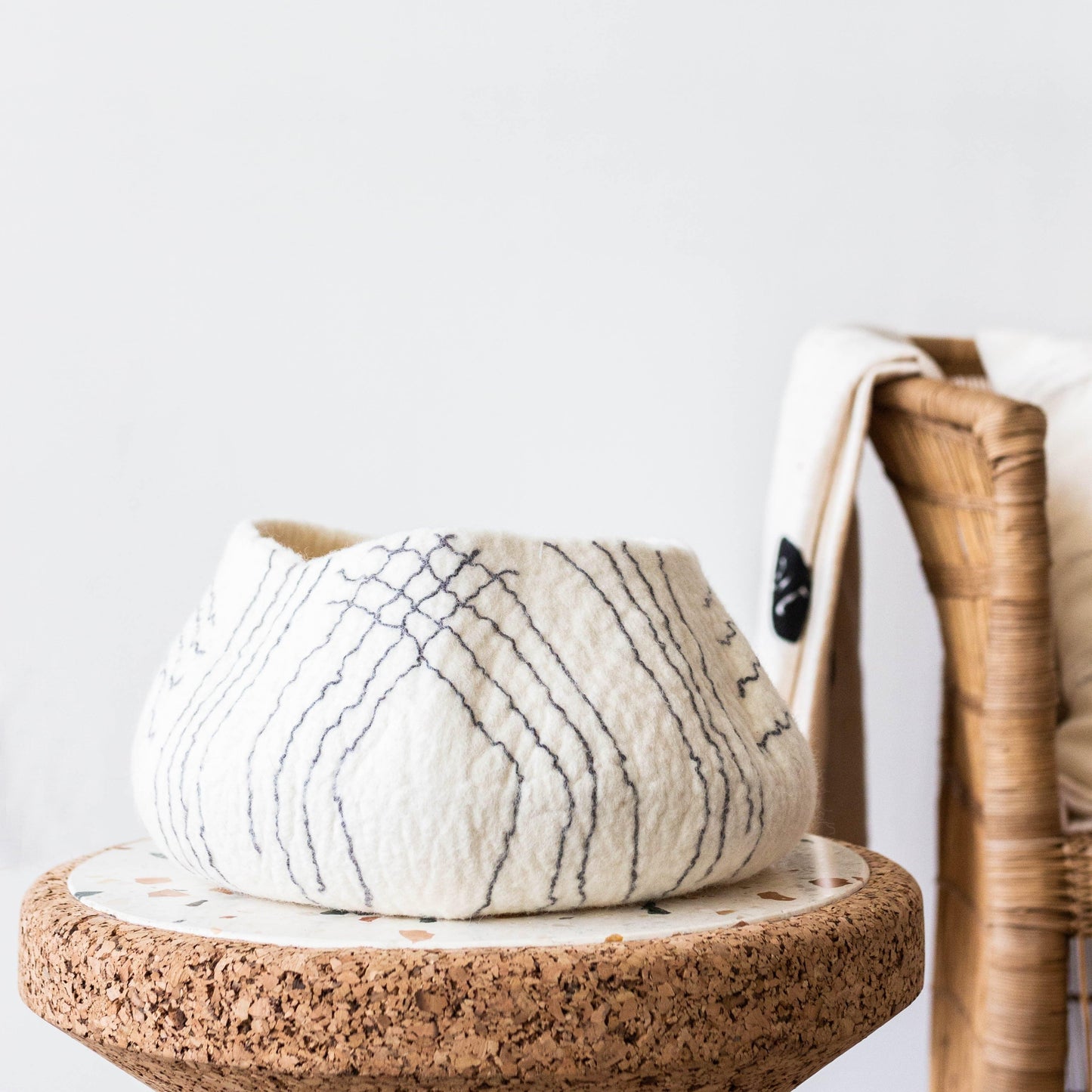 Cesta Lineal de Lana Ghana Blanca