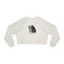 Whimsical Ghost and Cat Cropped Fleece Pullover for Women - Korvel
