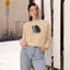 Whimsical Ghost and Cat Cropped Fleece Pullover for Women - Korvel