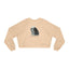 Whimsical Ghost and Cat Cropped Fleece Pullover for Women - Korvel
