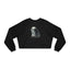 Whimsical Ghost and Cat Cropped Fleece Pullover for Women - Korvel