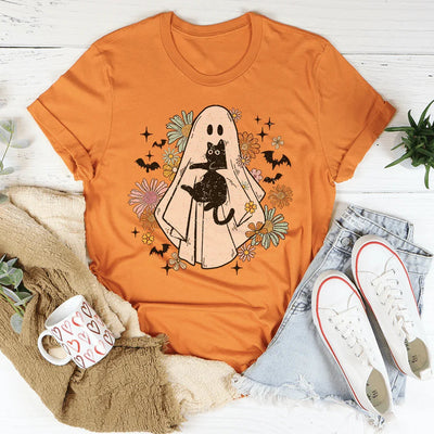 Camiseta de gato negro fantasma