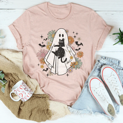 Camiseta de gato negro fantasma