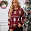 Gingerbread man jacquard long sleeved sweater pullover casual top - Korvel