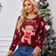Gingerbread Man Pattern Long Sleeved Pullover Sweater