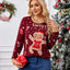 Gingerbread Man Pattern Long Sleeved Pullover Sweater