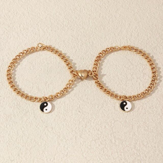 Charming Couple Magnet Bracelets Set in Gold