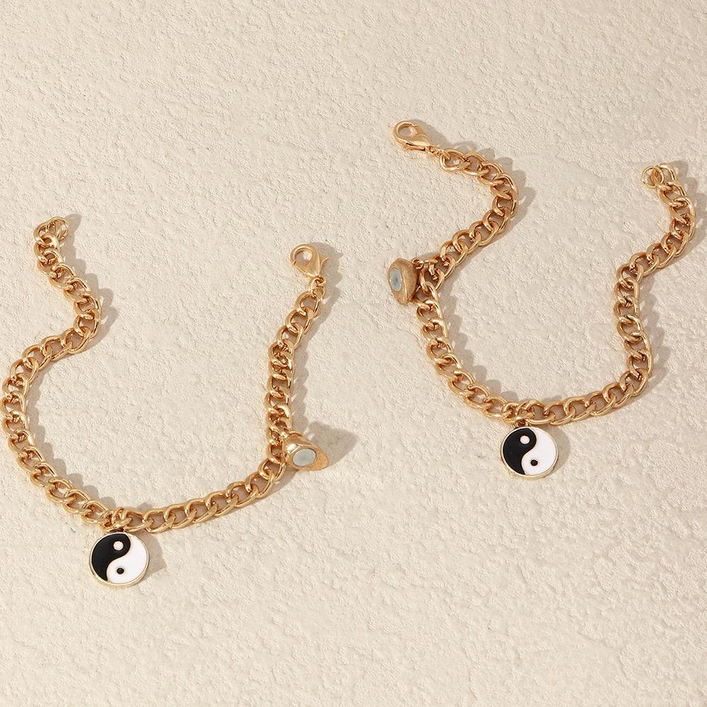 Charming Couple Magnet Bracelets Set in Gold