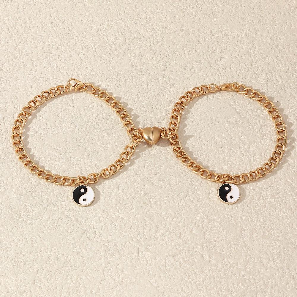 Charming Couple Magnet Bracelets Set in Gold