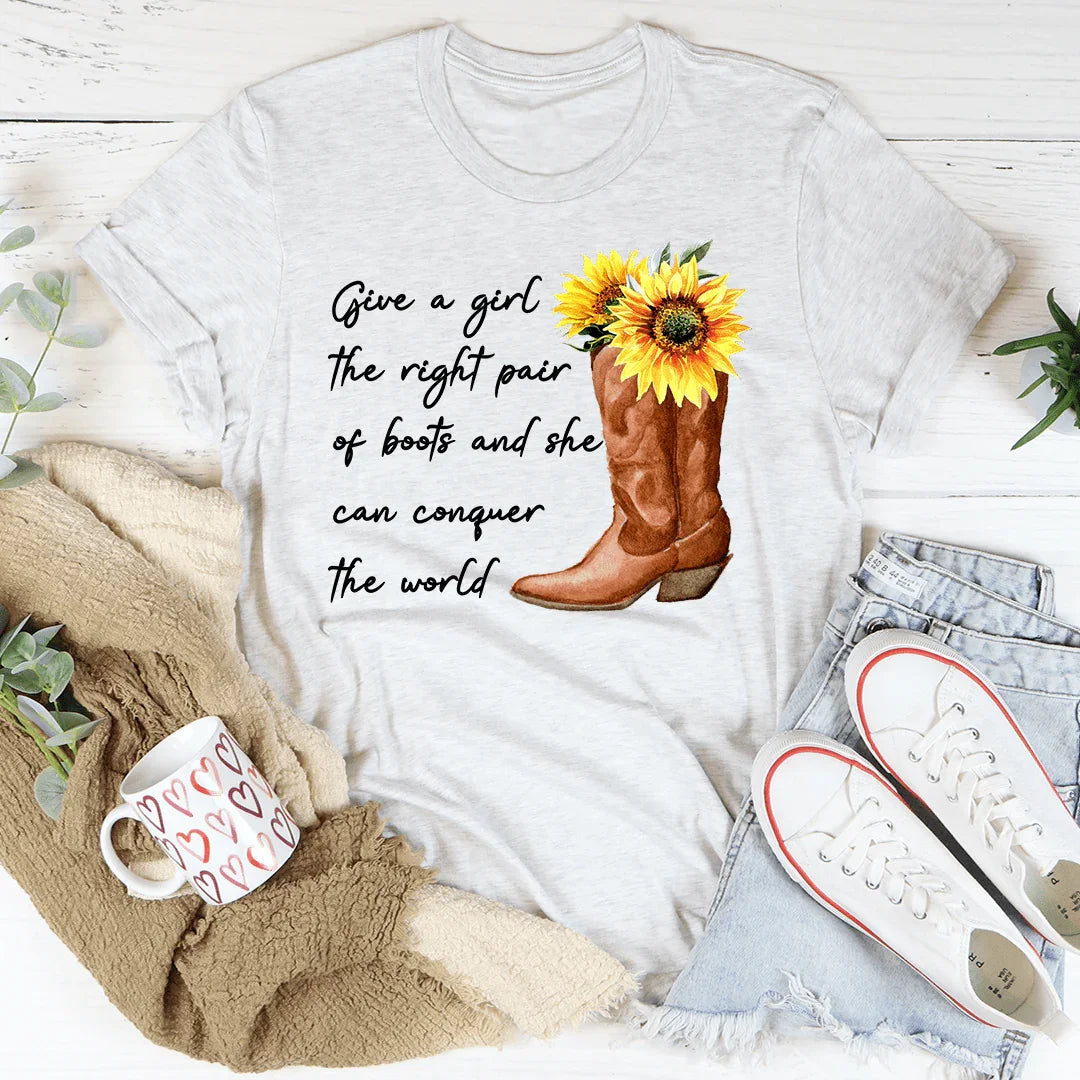 Give A Girl The Right Pair Of Boots Tee - Korvel
