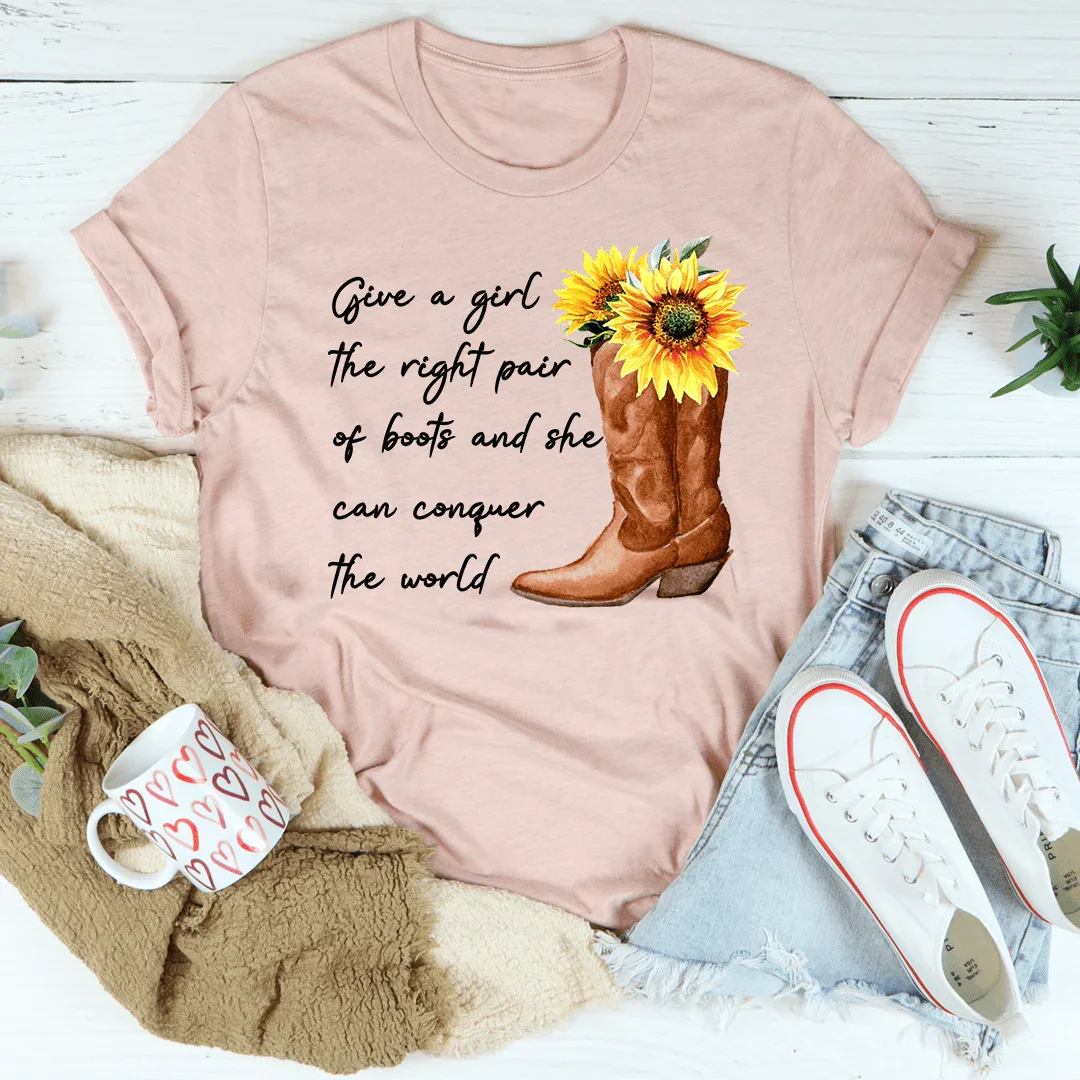 Give A Girl The Right Pair Of Boots Tee - Korvel