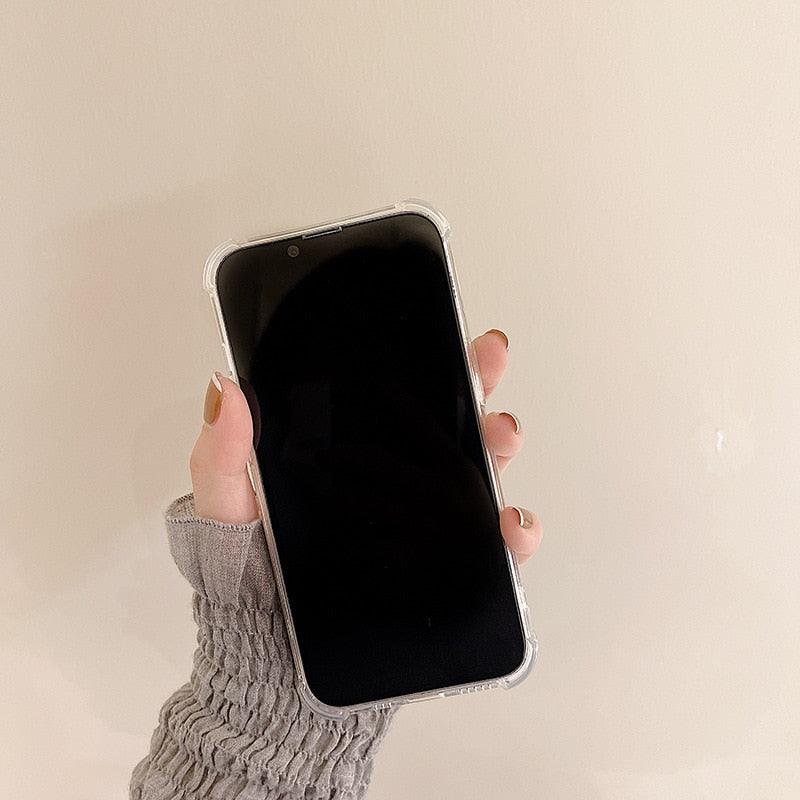 Funda de teléfono de silicona delgada y glamorosa con soporte para tarjetas para iPhone