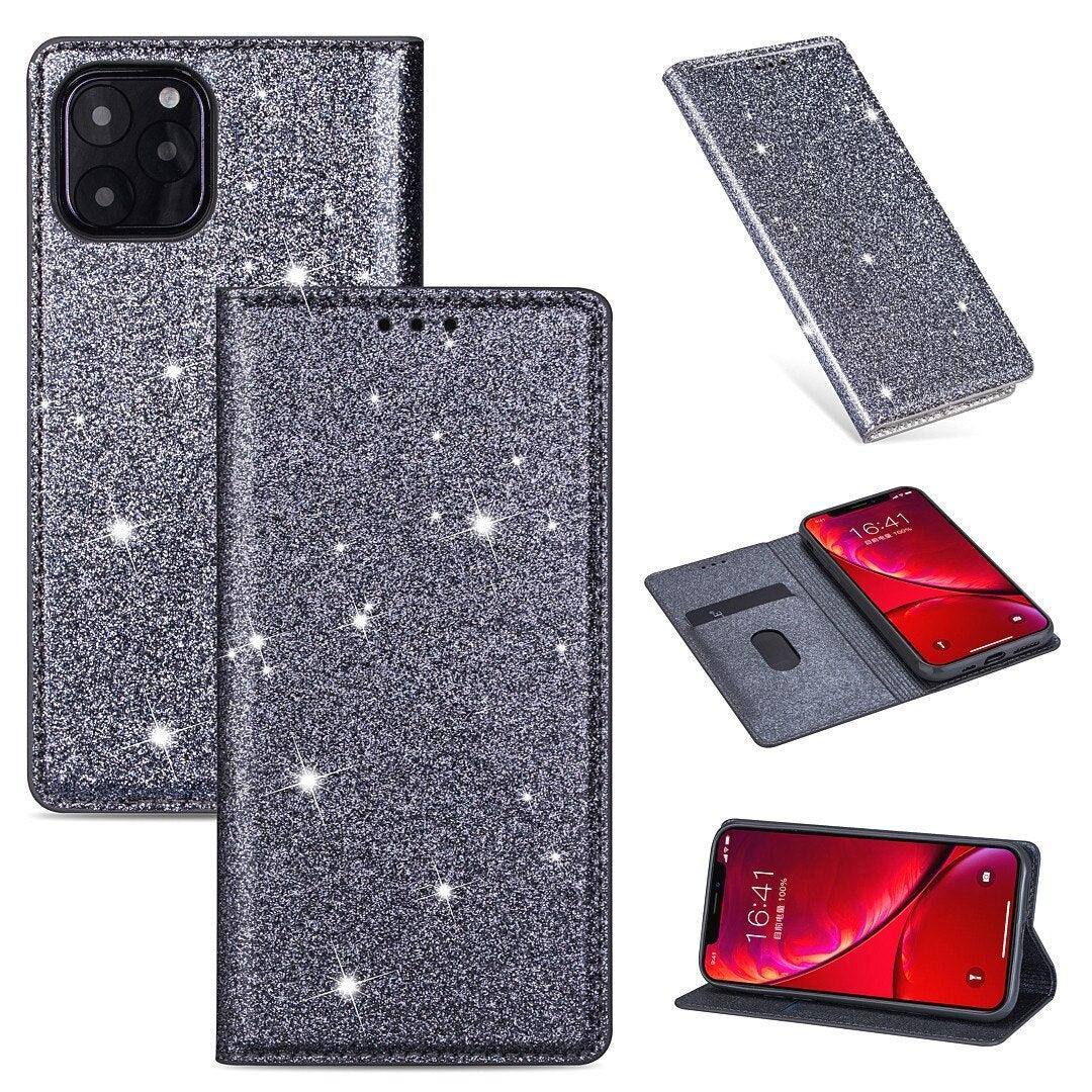 Glitter Leather Magnetic Flip Case for iPhone 14/13/12/11