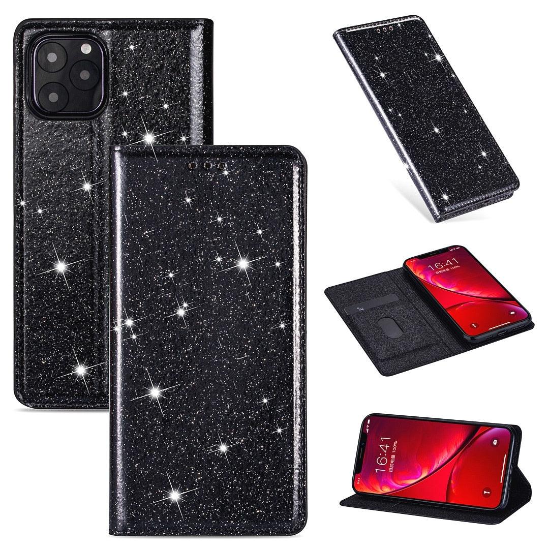 Glitter Leather Magnetic Flip Case for iPhone 14/13/12/11