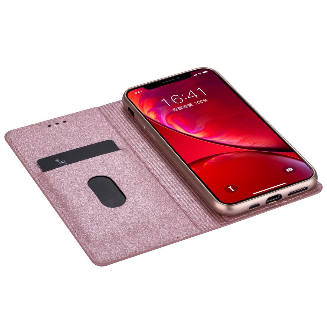 Glitter Leather Magnetic Flip Case for iPhone 14/13/12/11