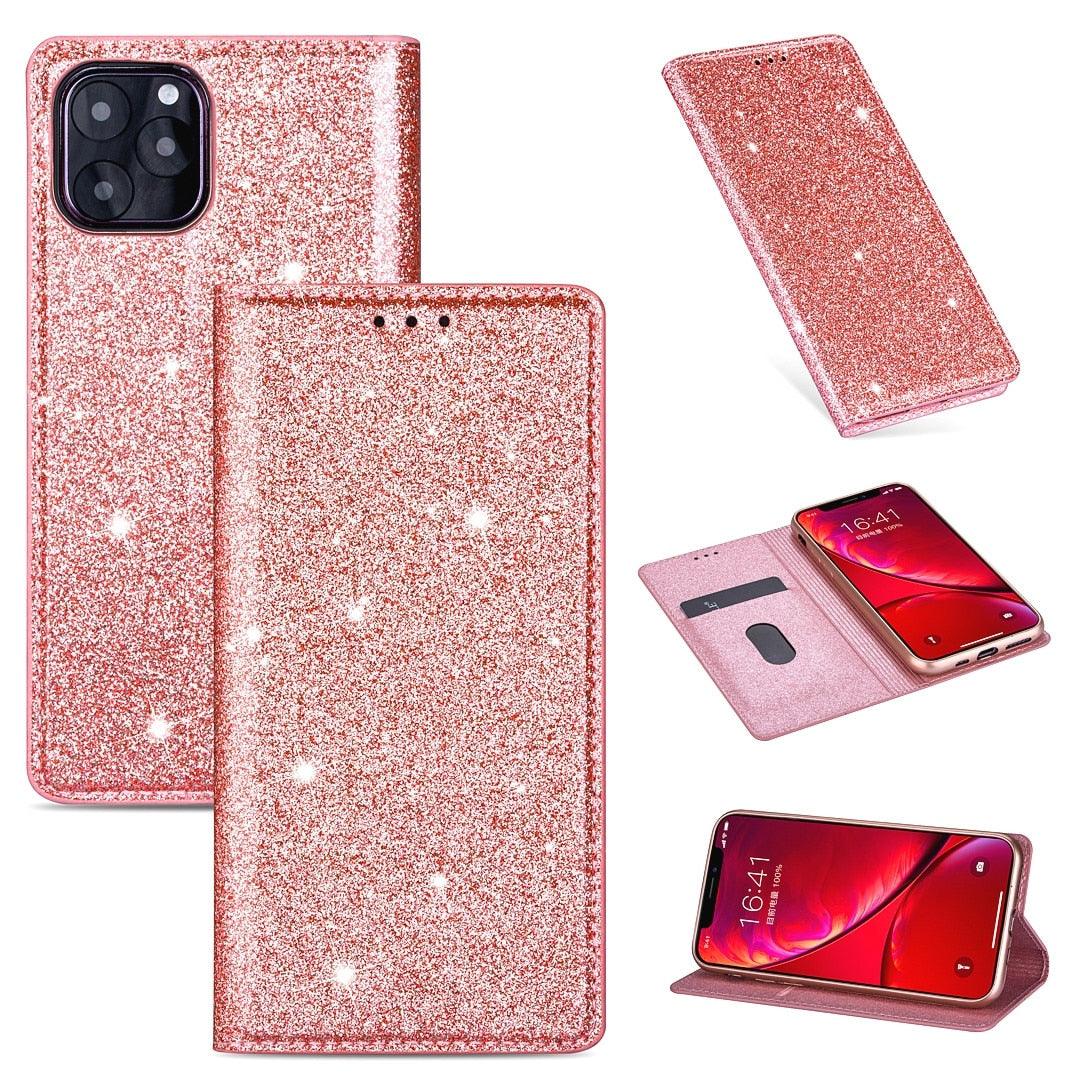 Glitter Leather Magnetic Flip Case for iPhone 14/13/12/11