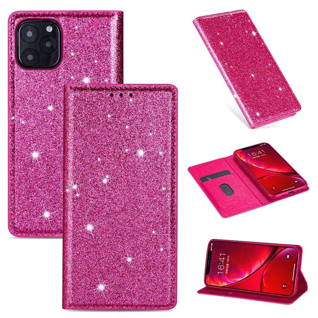 Glitter Leather Magnetic Flip Case for iPhone 14/13/12/11