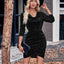 Glitter Ruched Cowl Neck Wrap Dress - Korvel