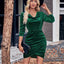 Glitter Ruched Cowl Neck Wrap Dress - Korvel