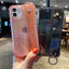 Glitter Wrist Strap Transparent Shockproof Phone Case for iPhone