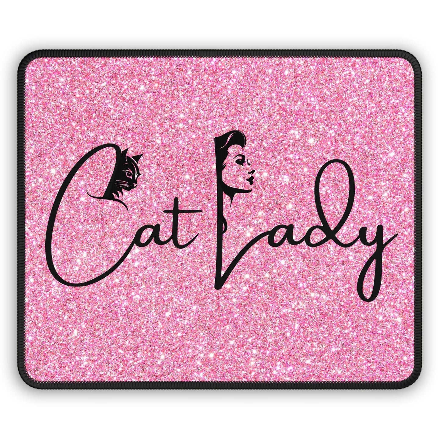 Glittery Cat Lady Gaming Mouse Pad for Cat Lovers