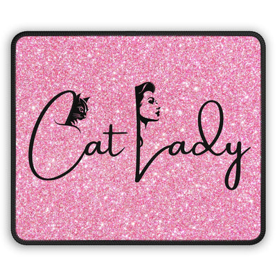 Glittery Cat Lady Gaming Mouse Pad for Cat Lovers