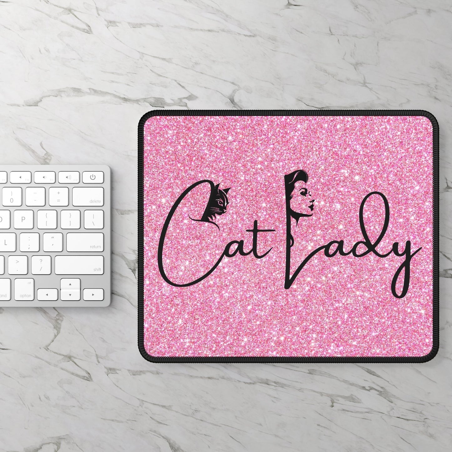 Glittery Cat Lady Gaming Mouse Pad for Cat Lovers