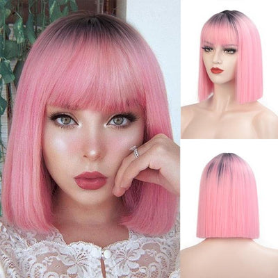 Glorious Synthetic Short Bob Wig with Bangs for Women