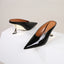 Glossy patent leather cross-border women's shoes with high heels and sloping heels slippers - Korvel