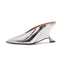 Glossy patent leather cross-border women's shoes with high heels and sloping heels slippers - Korvel