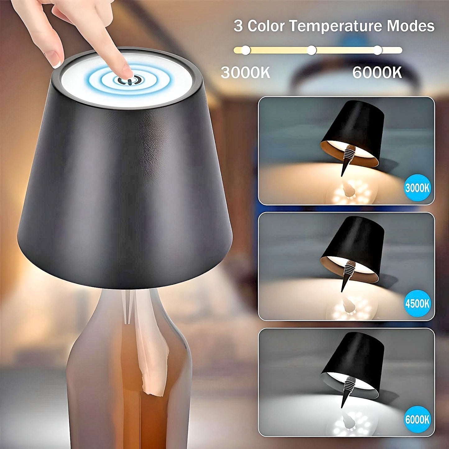 GlowBottle Touch - Rechargeable LED Bottle Lamp