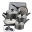 Farberware 15-Piece Dishwasher Safe Nonstick Cookware Set - Pewter