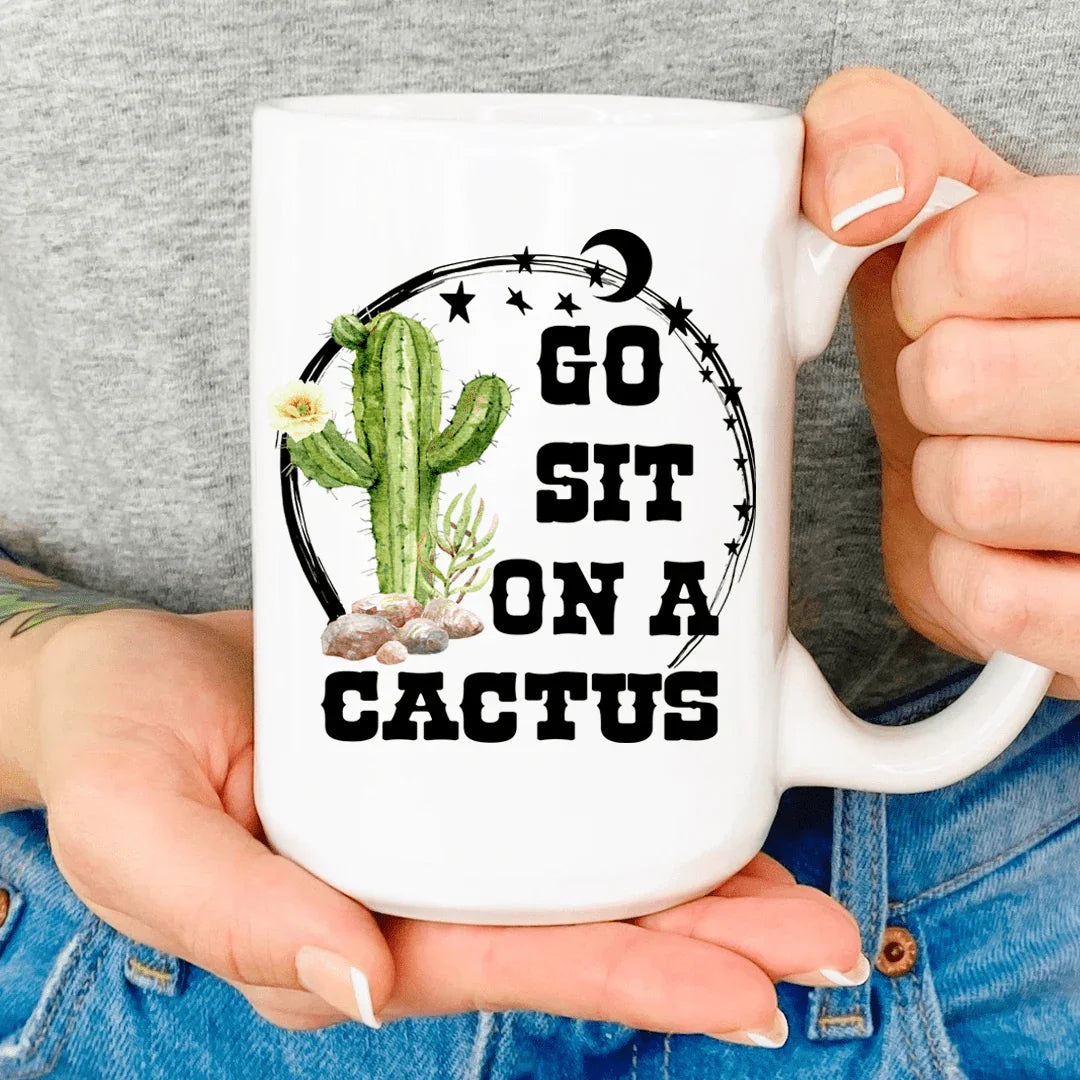 Taza "Siéntate en un cactus"