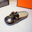 Elegant Gold Chain Closed Toe Mules for Women - Comfortable Slip-On Slippers - Korvel