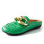 Elegant Gold Chain Closed Toe Mules for Women - Comfortable Slip-On Slippers - Korvel