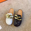 Elegant Gold Chain Closed Toe Mules for Women - Comfortable Slip-On Slippers - Korvel