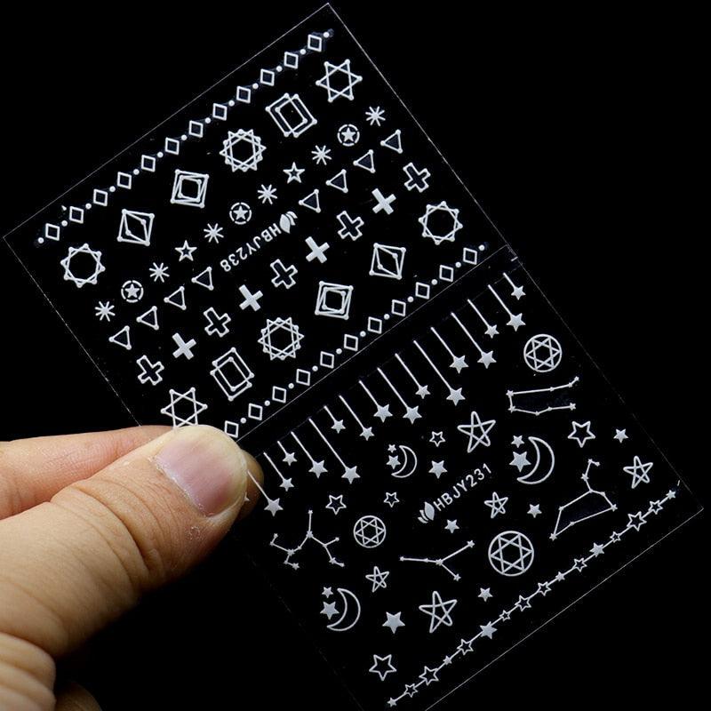 Calcomanías de Uñas 3D Estrella y Luna Dorada - Decoraciones de Arte de Uñas Premium