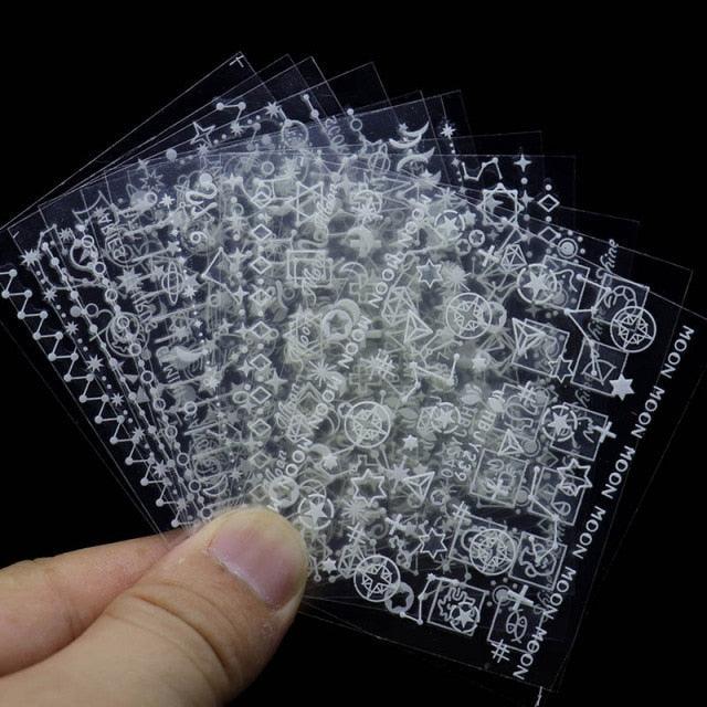 Calcomanías de Uñas 3D Estrella y Luna Dorada - Decoraciones de Arte de Uñas Premium