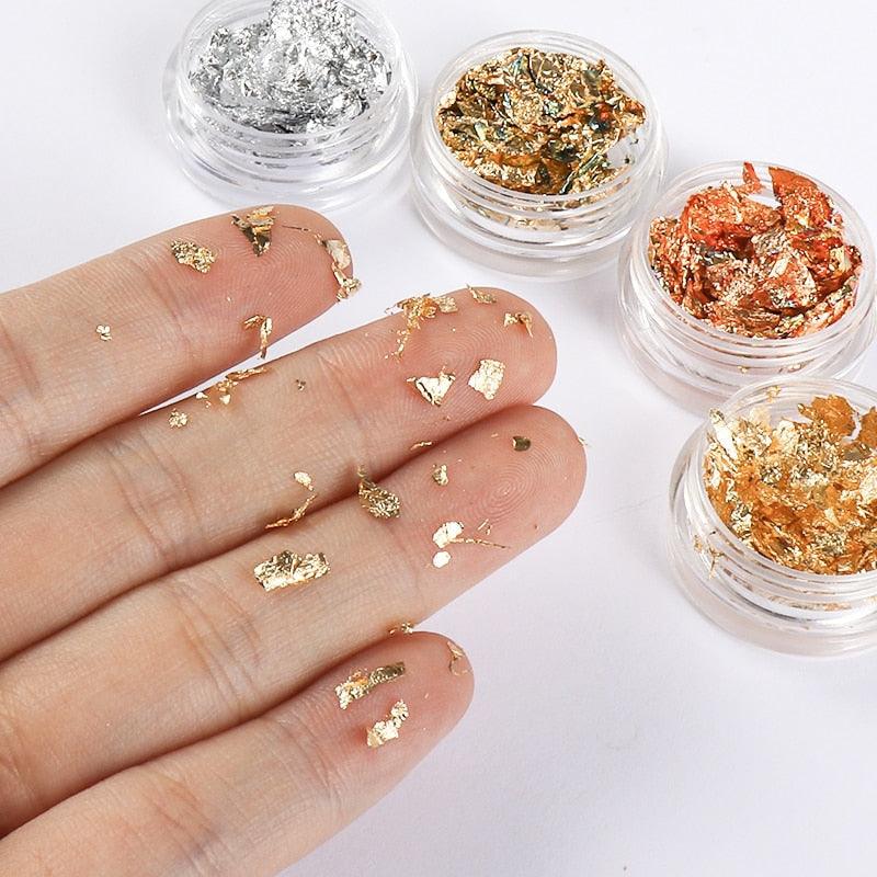 Gold & Silver Irregular Aluminum Foil Nail Art Stickers