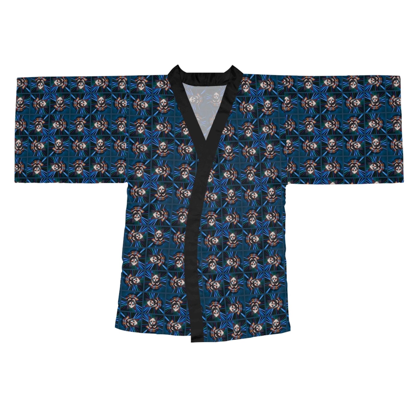 Gothic Clown Cat Print Long Sleeve Kimono Robe