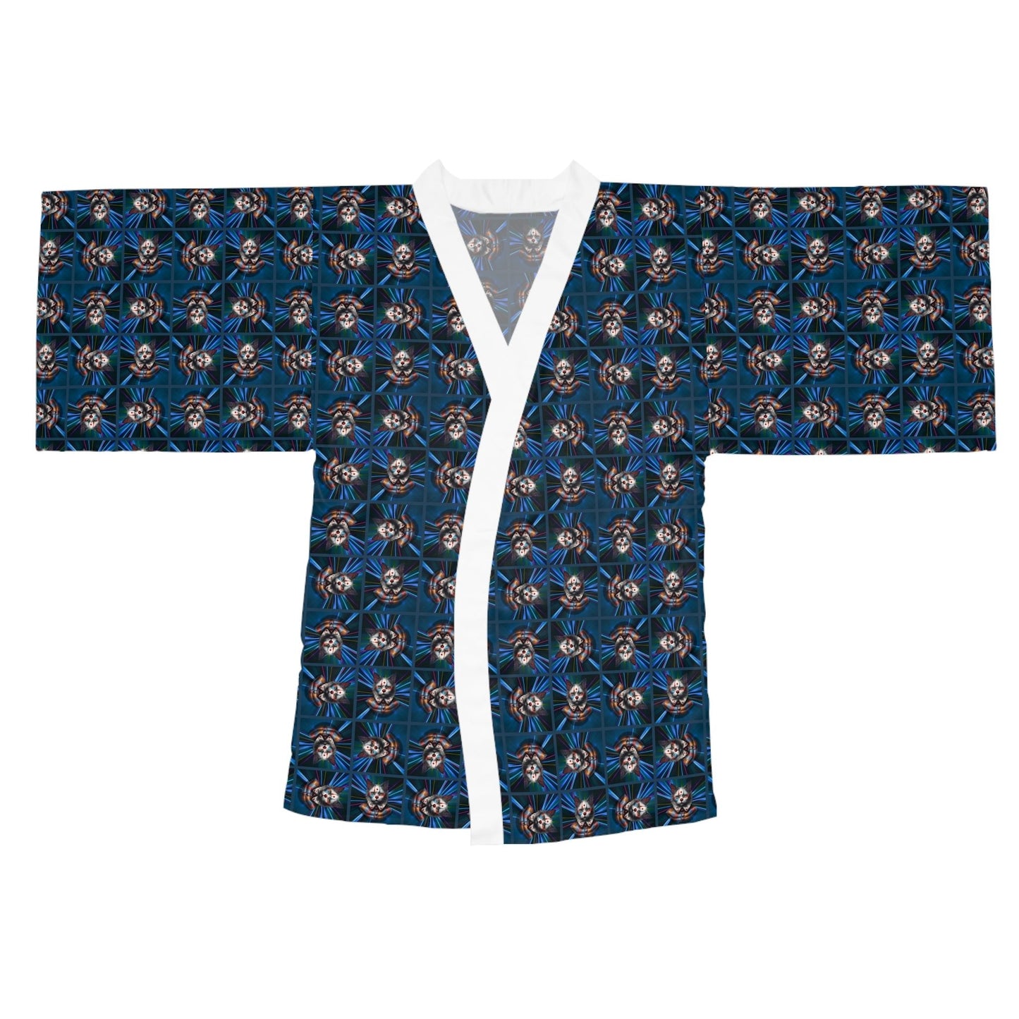 Gothic Clown Cat Print Long Sleeve Kimono Robe