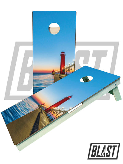 Premium Grand Haven Lighthouse Cornhole Boards - Ultimate Outdoor Fun - Korvel