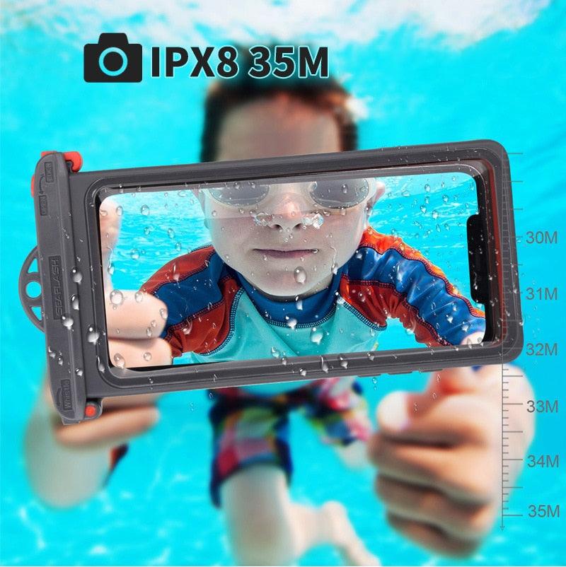 Gray Waterproof Bag for Mobile Phones Up to 6.9 Inches