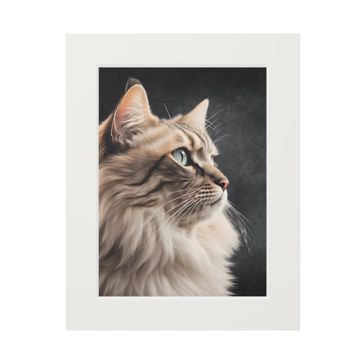 Impresión de Arte de Gato Gris con Marco Passepartout