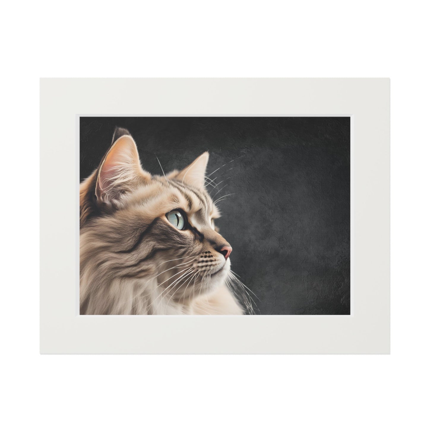 Impresión de Arte de Gato Gris con Marco Passepartout