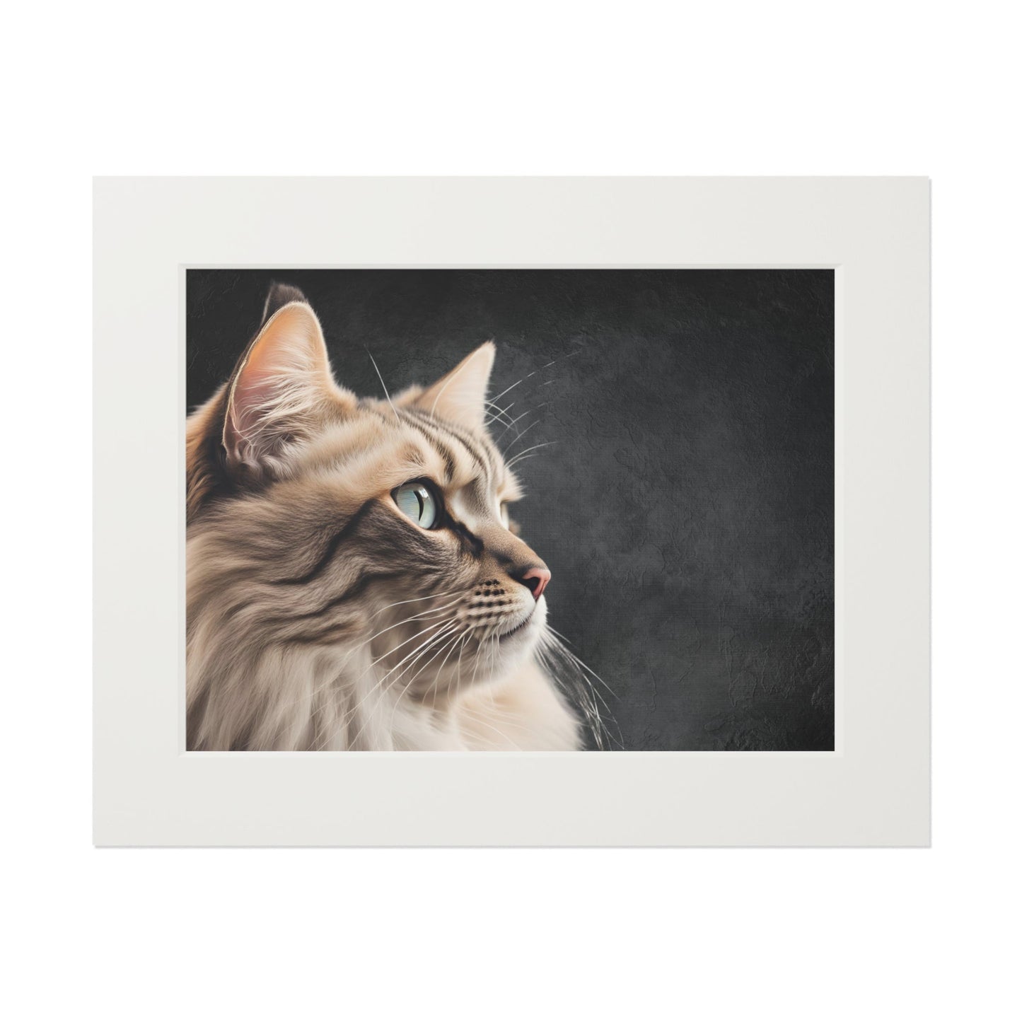 Impresión de Arte de Gato Gris con Marco Passepartout