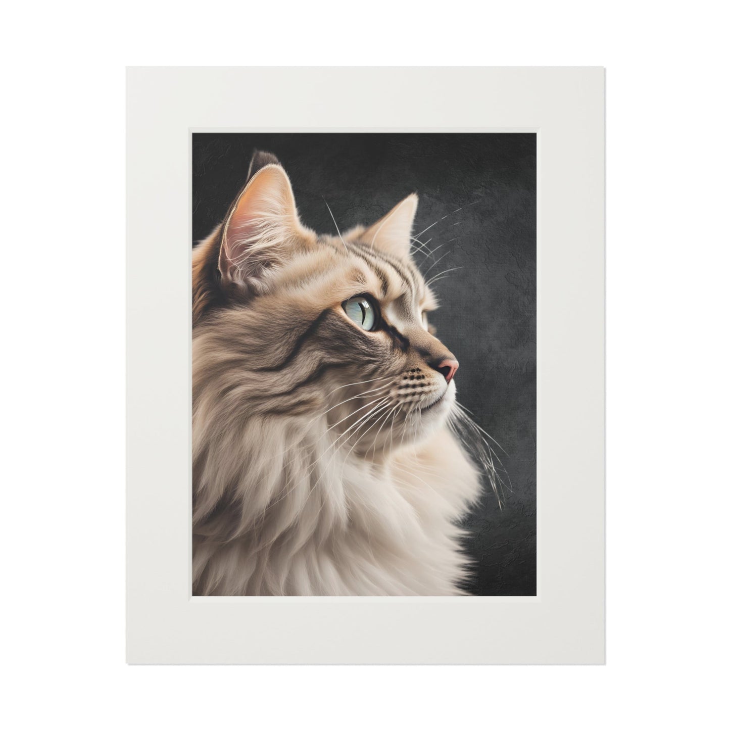 Impresión de Arte de Gato Gris con Marco Passepartout