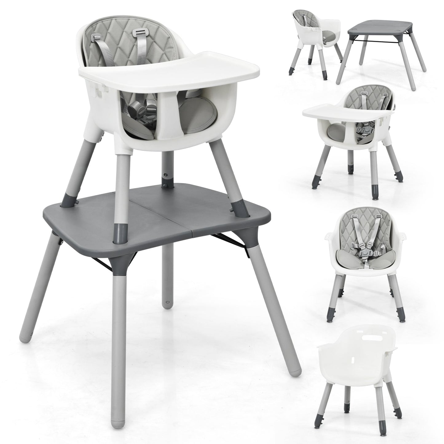 Ensemble de table et chaise convertible 4-en-1 pour bébé - Gris